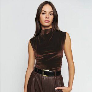 REFORMATION LINDY KNIT TOP IN BROWN VELVET - NEVER WORN